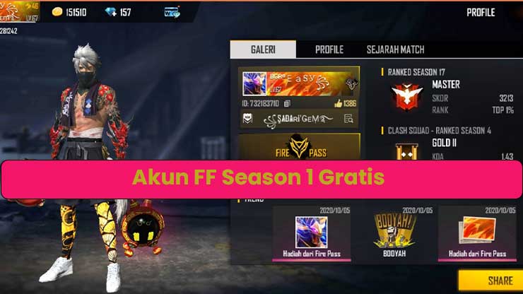 Akun FF Season 1 Gratis